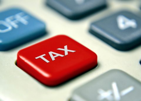23206674 - tax calculator with red button